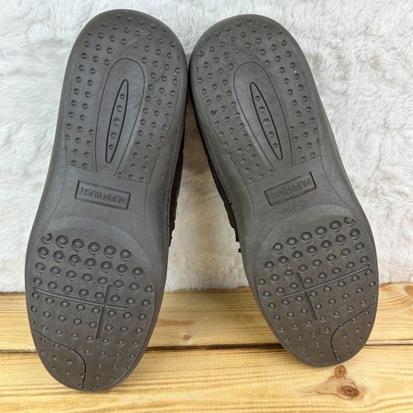 Nunn Bush Mens Size 10 Slippers Eddie Mocassin Brown Leather Faux Fur Plaid - Picture 11 of 14